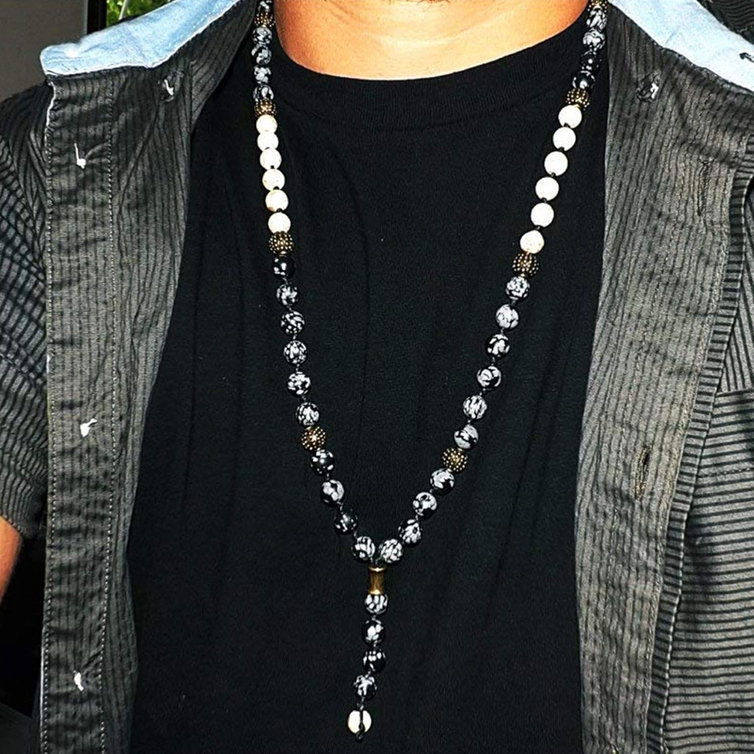 Men necklace Surfer necklace Natural snowflake gems Y