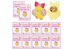 Quelay 24 Pack Cheer Team Gifts Bulk Cheerleader Duck Pins Brooches You've Been Cheer Ducked Tags Team Inspirational Gift Accessories for Teammates