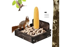 ZONHAJIA Durable Squirrel Feeder Outside, Squirrel Feeders for Outdoors, Chipmunk Feeder for Patio, Lawn, Garden, Squirrel Food for Backyard Squirrels Holds Corn Cobs, Peanut (Dark Brown, Medium)