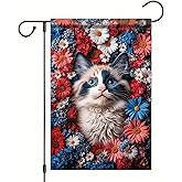 Starlit Patio 12x18 Inch Spring Cute Kitten Garden Flag with Colorful Flowers Yard Banner Double Sided Summer Outdoor Decoration for Porch Lawn Patio House Cat Lover Gift Floral Seasonal Garden Flag
