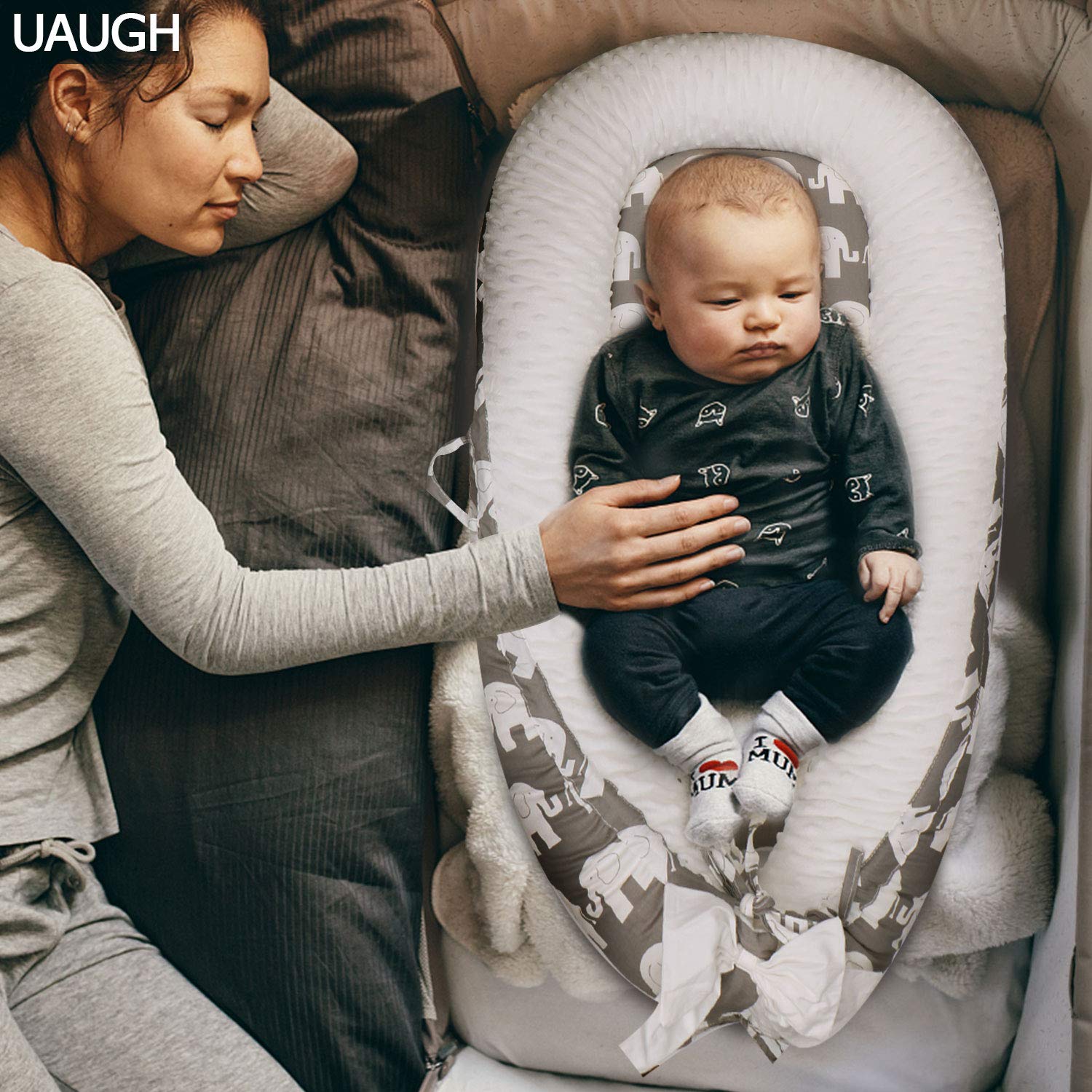 UAUGH Baby Lounger Nest – Deluxe Baby Nest Sleeper – Snuggle Nest for Infants – Skin-Friendly and Breathable – Comfortable and Cute Baby Lounger Pillow – Ideal for Crib, Outdoors, Bedroom: Baby