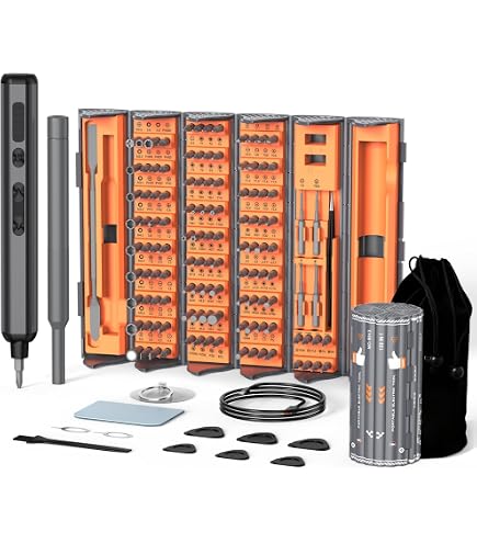 XCool 52-in-1 Mini Electric Screwdriver – 400 RPM, 5 Torque Settings, 48 S2 Steel Bits, LED & Tweezers, For PC Building & Electronics
