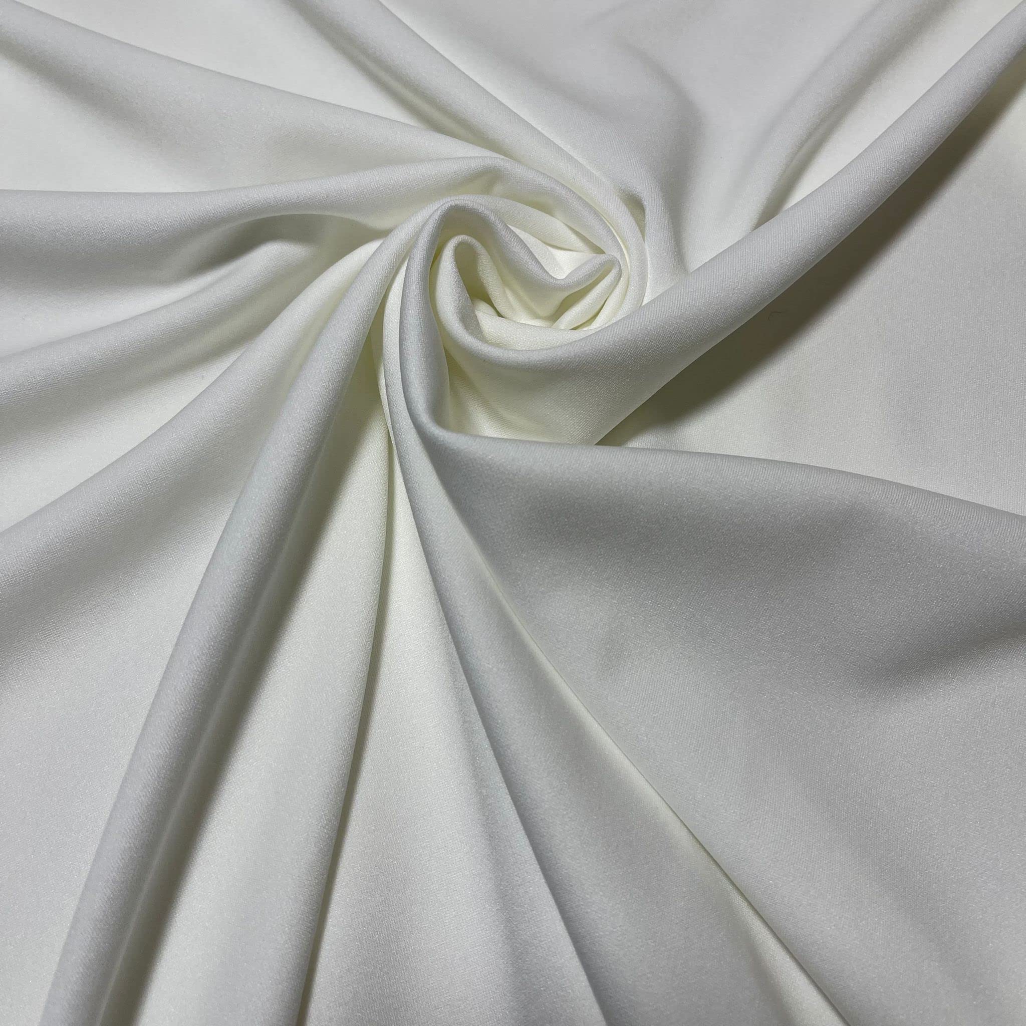 Scuba Crepe Breathable Superior Quality Stretch Wet Suit Dress Fabric 140cm Wide (2 Meter, Ivory)