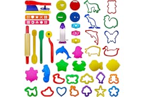 FRIMOONY Plastic Dough Tools, Various Animal Molds, Rolling Pins, for Creative Dough Cutting, 45 PCS