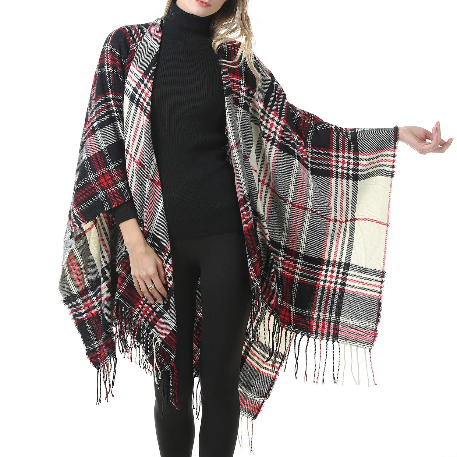 Zando Womens Tassel Plaid Shawls Printed Open Front Blanket Ponchos for Women Large Scarf Soft Blanket Shawls for Women Zando Womens Tassel Plaid Shawls Printed Open Front Blanket Ponchos for Women Large Scarf Soft Blanket Shawls for Women