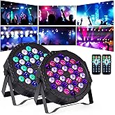 DJBoomy Stage Lights 36 DJ LED Par Light RGB Party Lights Uplights with Sound Activated Remote DMX Control for Disco Dance We