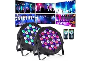 DJBoomy Stage Lights 36 DJ LED Par Light RGB Party Lights Uplights with Sound Activated Remote DMX Control for Disco Dance Wedding Club Christmas Birthday Music Party Stage Lighting