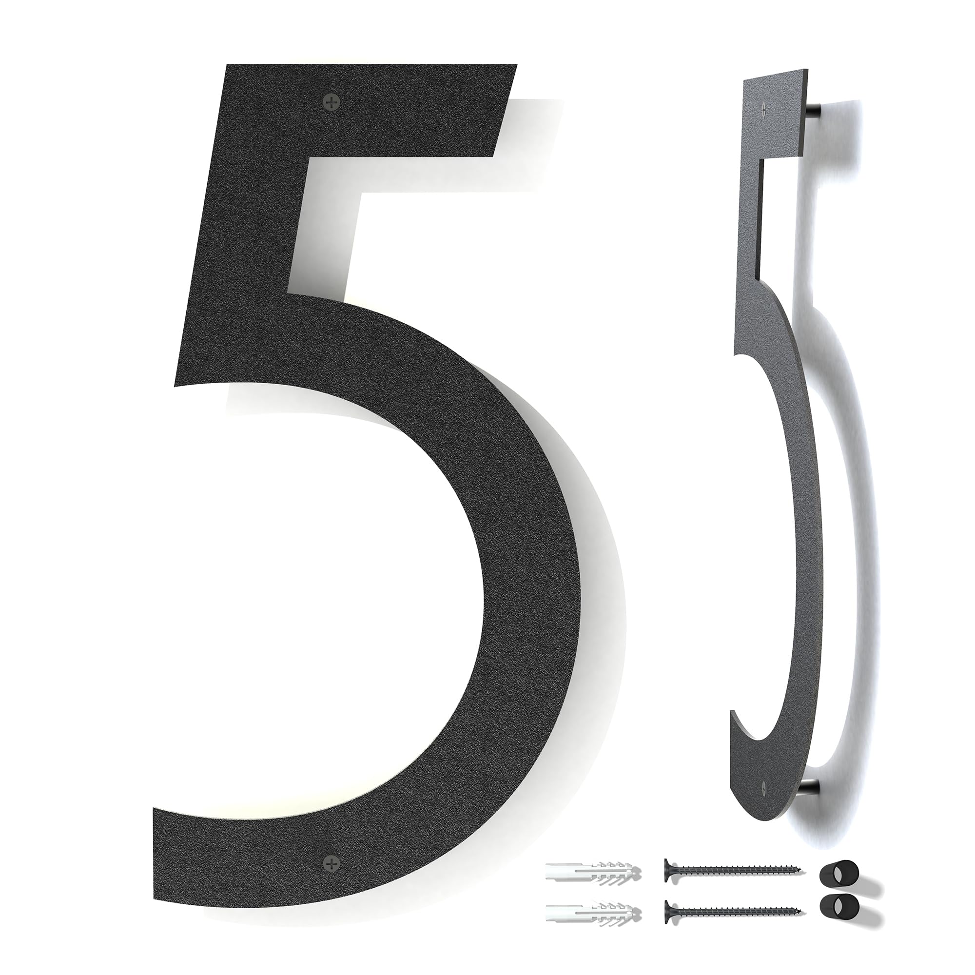 Photo 1 of 12 Inch Modern Metal House Numbers - Black, Floating, Rust-Proof for Outside Mailbox