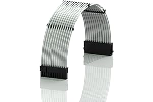 LINKUP - 30cm 24 Pin (20+4) Motherboard PSU Cable Extension 18AWG Oxygen Free Copper (OFC) Teflon Jacket Custom Mod PC w/Comb