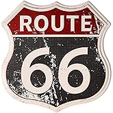 HANTAJANSS Route 66 Road Signs Vintage Room Decor Metal Sign Retro Road Sign Tin Decor Sign for Home, Room & Garage Wall Decoration 12× 12 Inches