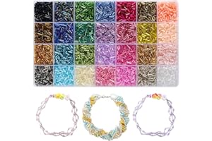Ybxjges 4800Pcs 7mm Tube Beads Kit with 28 Colors Glass Bugle Seed Beads Small Craft Beads for DIY Bracelet Necklaces Jewelry Making