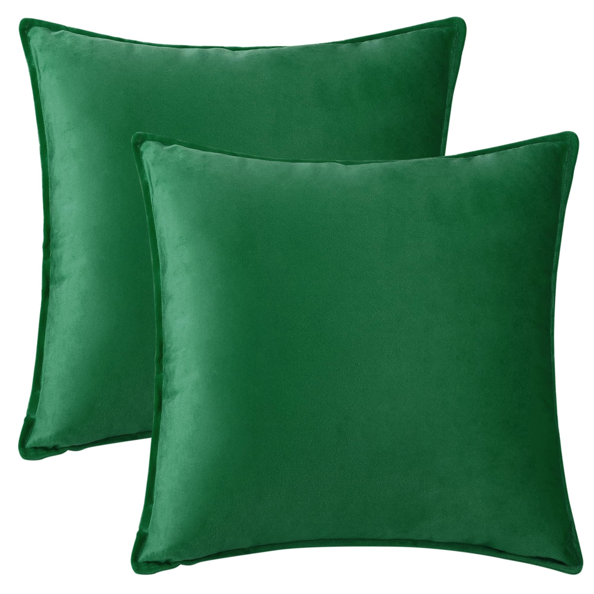Uxcell Pack of 2 Decorative Velvet Cushion Covers Home Decor Solid Pillow Cover for Couch Sofa Living Room Green 45 x 45 CM
