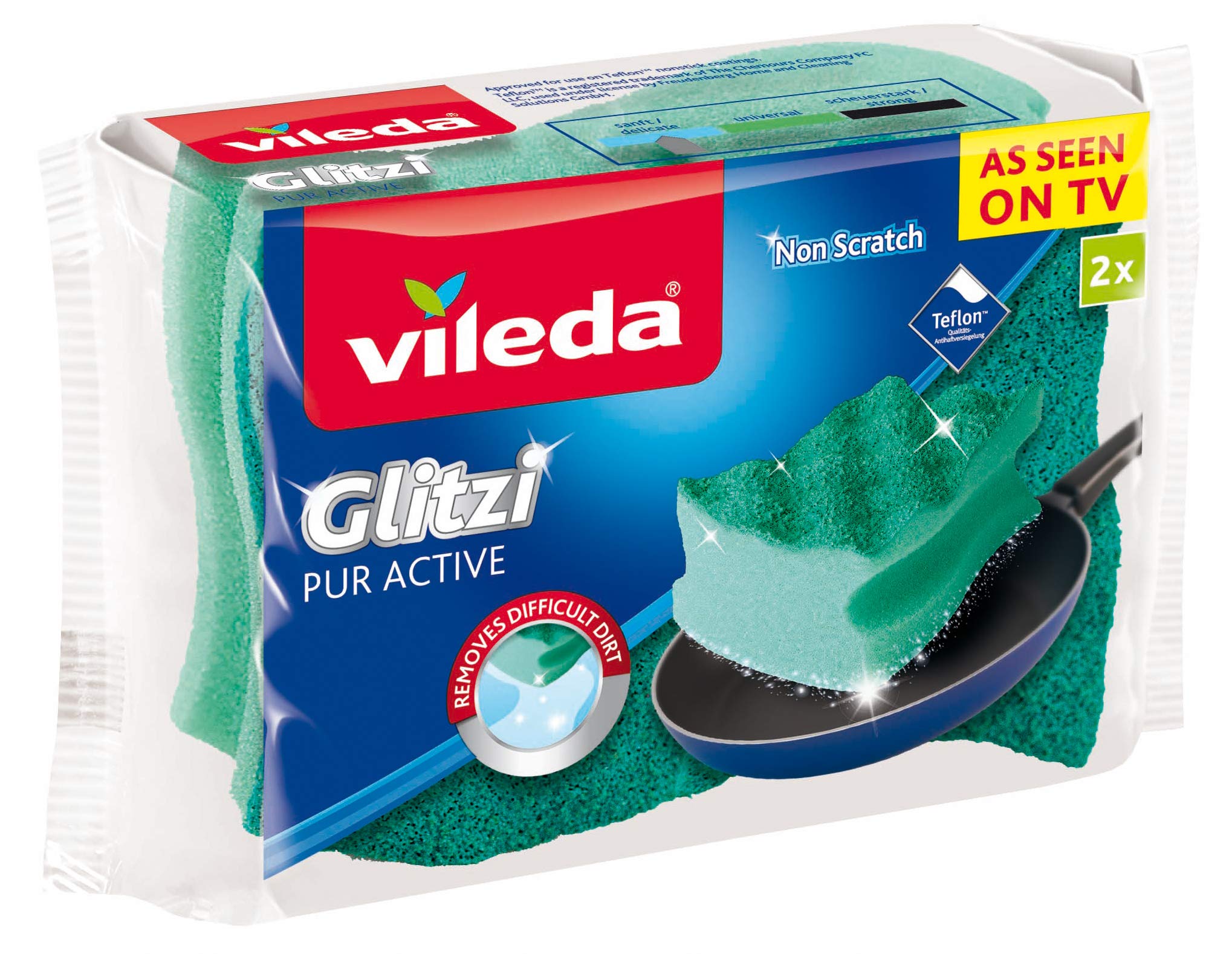 Vileda Corrugated Nail Protector Recommended by Teflon, Removes Crustations from Delicate Surfaces without Scratches, Grip Saver