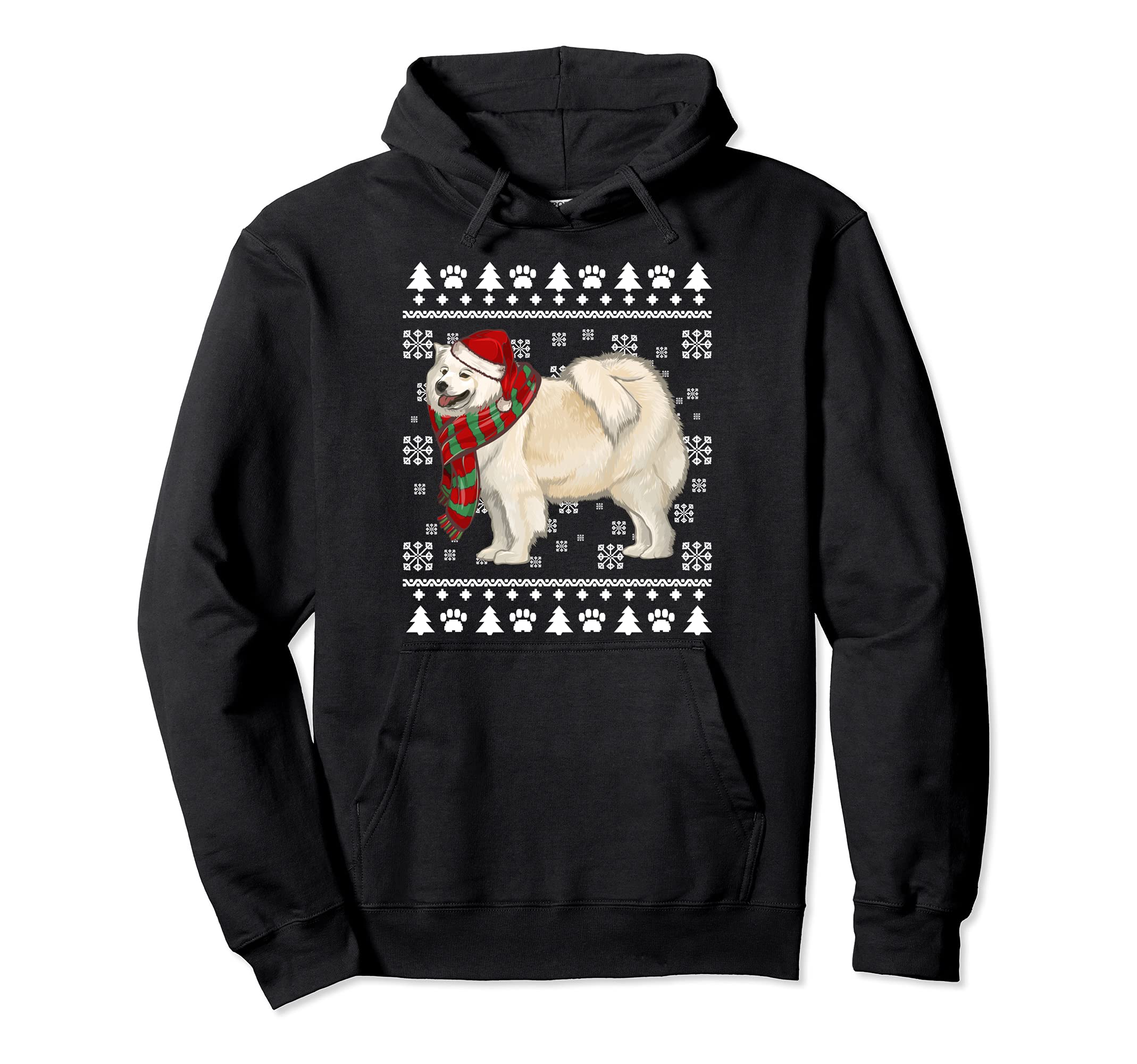 Samoyed Dog Santa Hat Xmas Ugly Christmas Pullover Hoodie