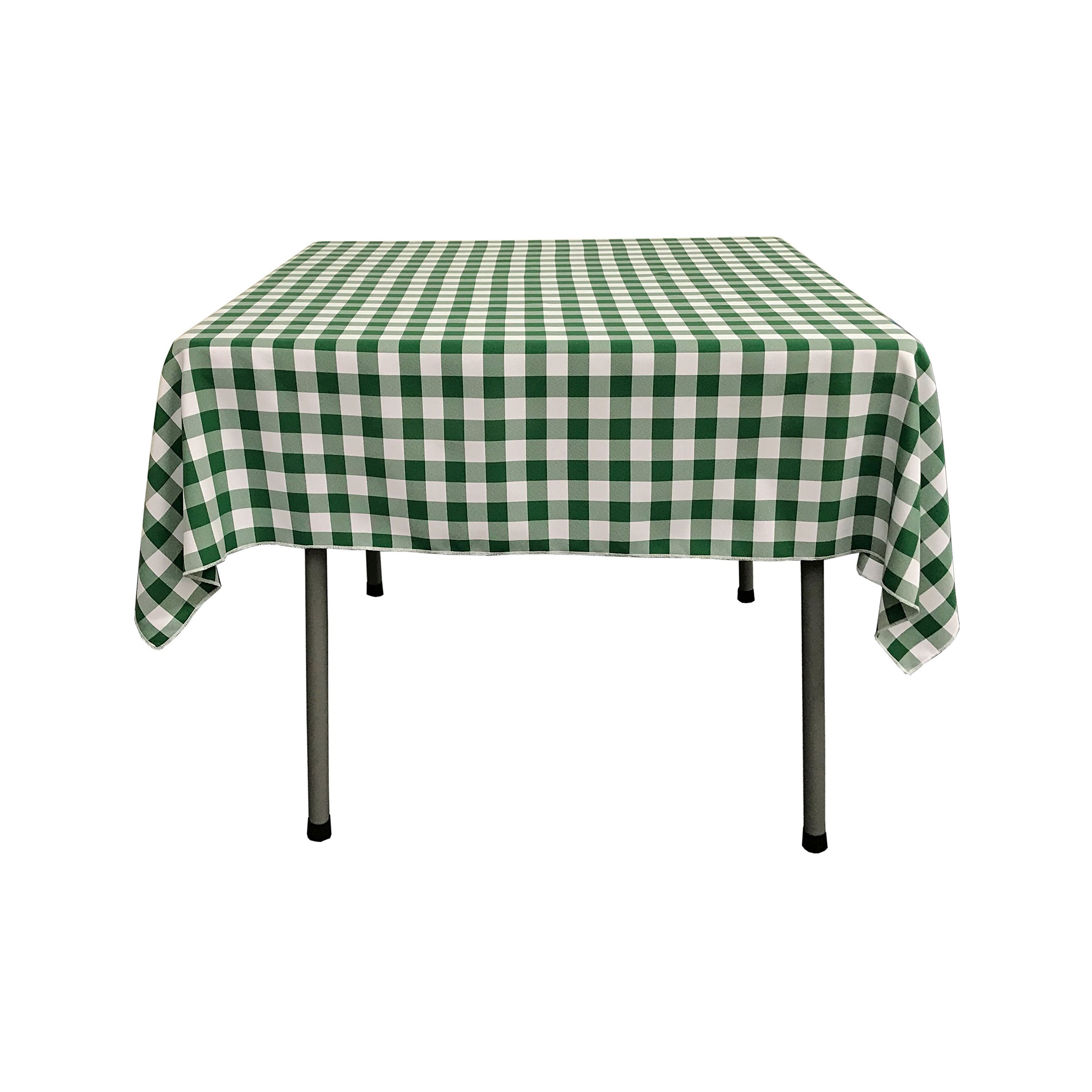 Photo 1 of LA Linen Gingham Tablecloth - Checkered Tablecloth for Parties, Picnics & More - Farmhouse Tablecloth - Spring Tablecloth - Picnic Tablecloth - Cloth Tablecloths for Square Tables - 52"x52" Green