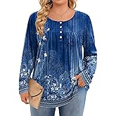 IN'VOLAND Plus Size Tops for Women Long Sleeve Shirts Crew Neck Casual Loose Tunic Blouse Fall and Winter