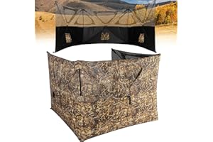 Lenotos 3-Panel Pop Up Ground Blind, Easy-Setup Hunting Blind for Deer, Turkey, Duck - Dry Grass Camo(A-1004)
