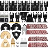 OTUCO 150Pcs Oscillating Saw Blades, Multi-Tool Blades Kit for DeWalt Ryobi | Bi-Metal Blades for Wood Metal Cutting, Oscillating Tool Accessories Tool Blade Kits for Makita, Rockwell, with Sanding Paper