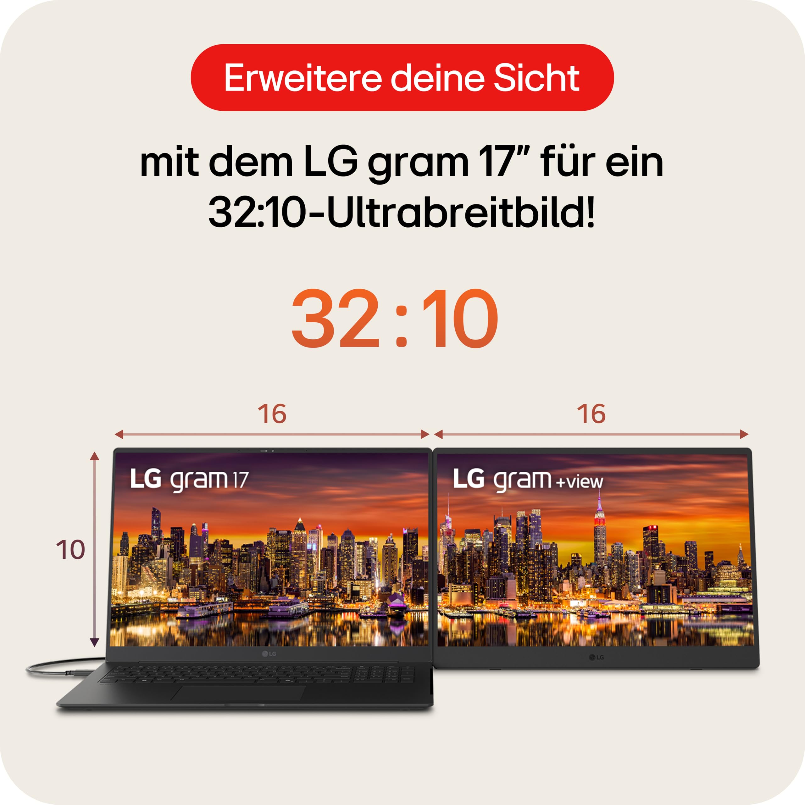 LG gram +View 17MT70.ASDWU (17 Zoll) WQXGA Portable IPS Monitor, USB-C, Mini-HDMI, Silber 3