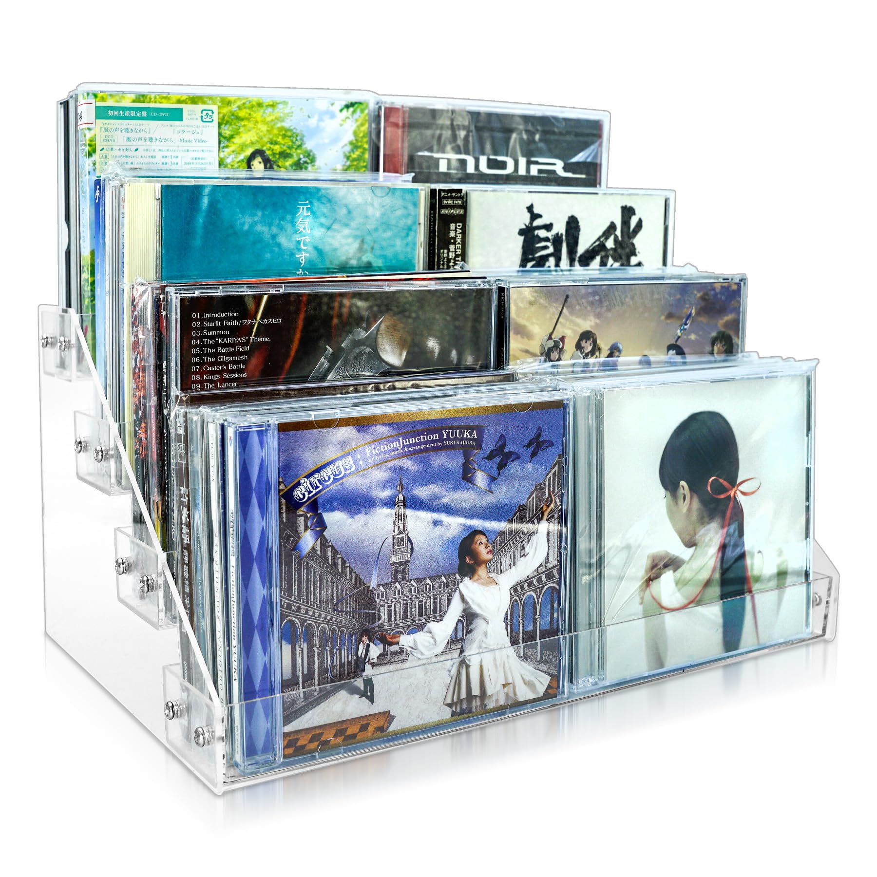 Photo 1 of ***INNER RACVK STAND PIECES ONLY *** 4Tier Clear Acrylic CD Holder - Cascading CD & DVD Storage Rack with Vinyl Record Stand - Holds up to 32 Cases (Large, Clear)