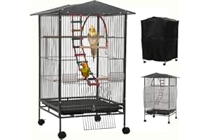 SINOPET Parakeet Cage, Small Bird Cage, Birdcage Covers for Night,Parakeet Toys,Parrot Cage Accessories, for Finch,Cockatiels,Conure Bird,Budgie,Pigeon,Canary,Lovebird,Quaker Parrot (Meduim Bird Cage)