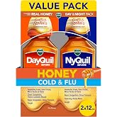 Vicks DayQuil &amp; NyQuil Severe Honey Flavor Co-Pack, Cold &amp; Flu Medicine, Relieves Headache, Fever, Sore Throat, Minor Aches &amp; Pains, Nasal Congestion, Sinus Pressure, Stuffy Nose, and Cough, 2x12oz
