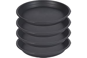 SAUCERHOME Plant Saucer Pot Tray 10 inch, 4 Packs 11 inch (10.9 inch) Plastic Flower Planter Saucers and Drip Trays for Indoors Outdoors, Thick Heavy Sturdy Durable Plant Plate Water Catcher (Black)