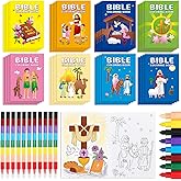 Zealor 36pcs Christian Mini Coloring Book with 36 Crayon Religious Bible Story Activity Booklet Coloring Book DIY Craft Jesus Party Favor for Easter Operation Christmas Shoebox