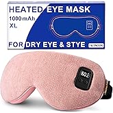 Heated Eye Mask for Warm Compress: Dry Eyes Blepharitis Stye Moist Hot Relief - Electric Cordless Heating mask for Traveler Computer Tired Eyes - Rechargeable 1000mAh XL Fit Washable Pink