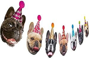 SILVIMA Dog Birthday Garland, Funny French Bulldog Face Portrait Birthday Banner, Bday Bunting Decoration…