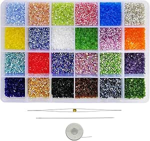Perline In Vetro Esagonali Bala&Fillic – 21600 Pezzi, 24 Colori, 11/0 (2x2,2 Mm), Per Gioielli Fai Da Te