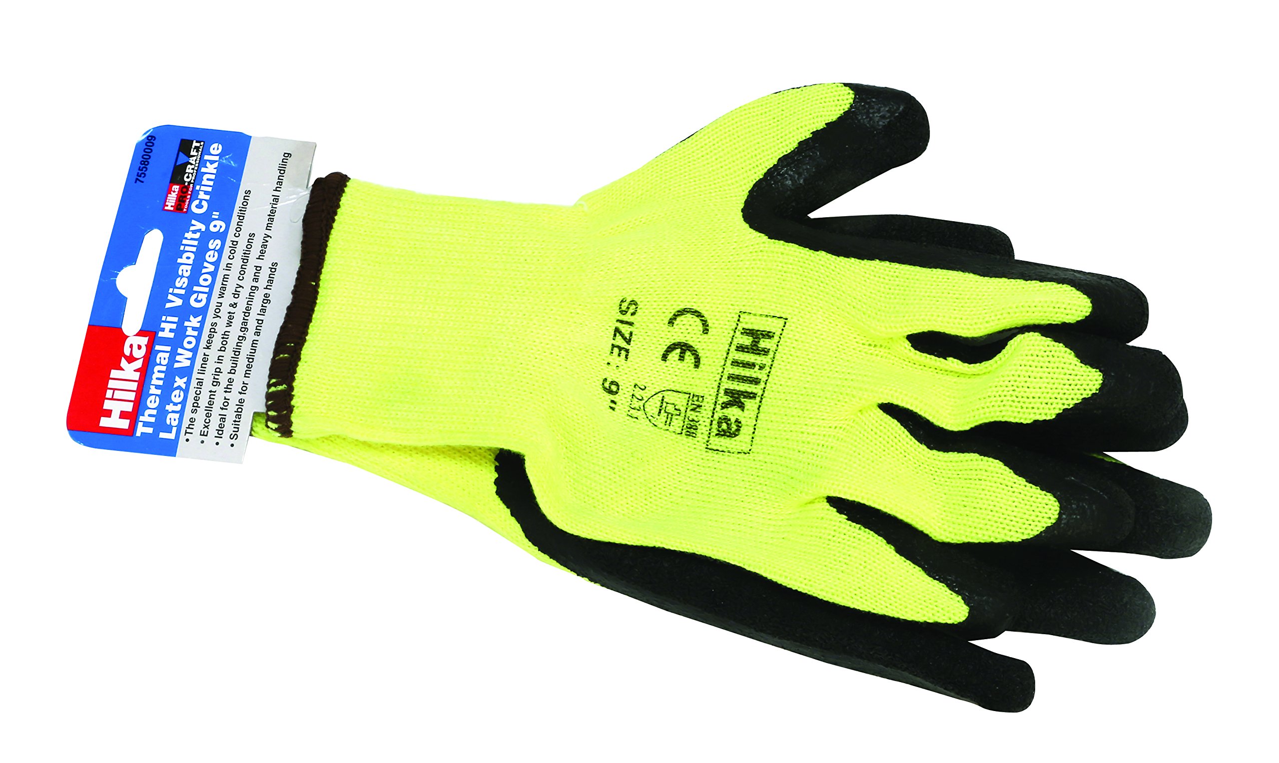 Hilka 75580009 Thermal Latex Work Gloves, Yellow