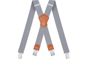 Dresime Suspenders for Men and Women Adjustable X Back 1.57 Inch Wide Elastic Heavy Duty Braces with Strong Metal Clips