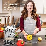 Nuovva 7Pcs Kitchen Knife Set - Stainless Steel Blades & Acrylic Block view 7