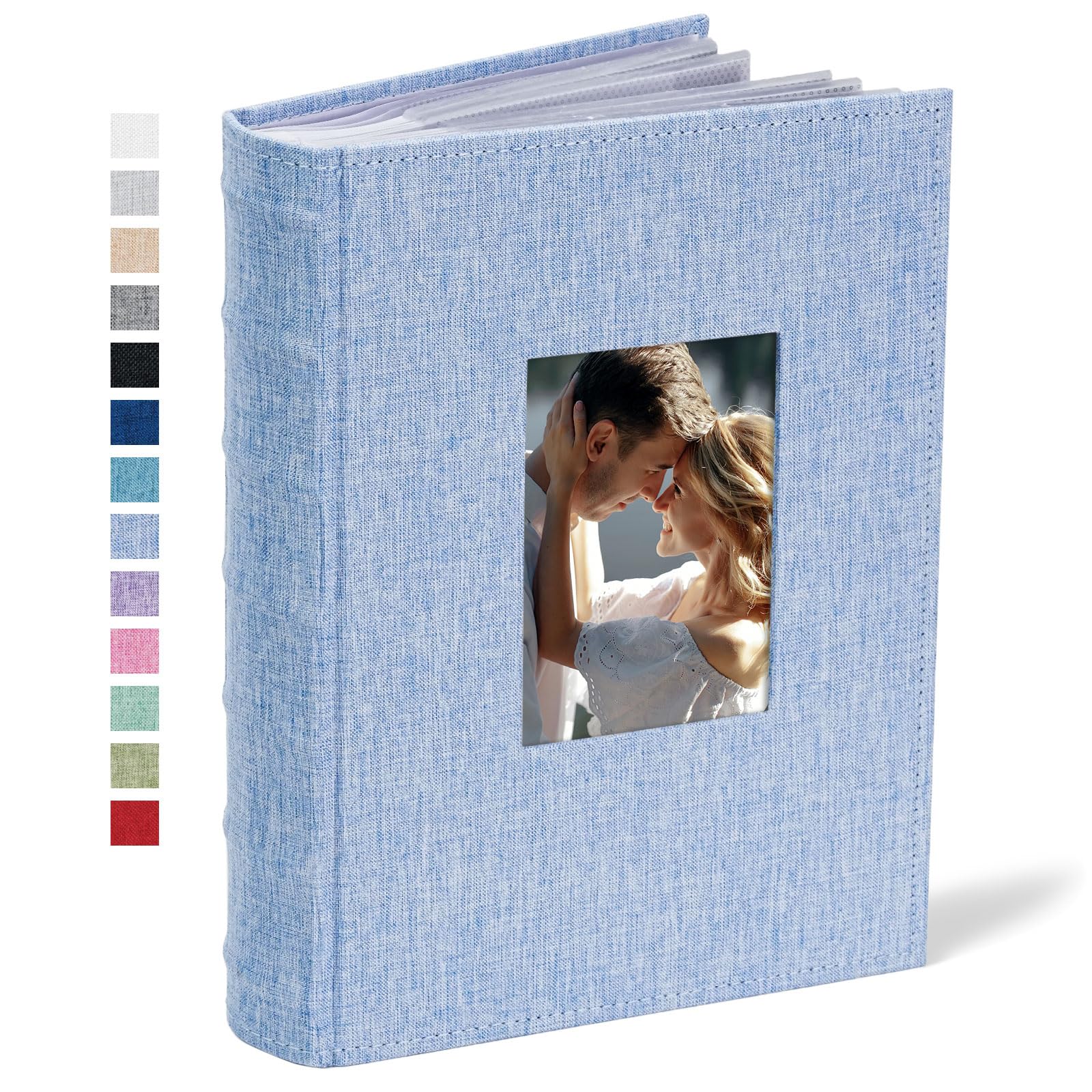 Vienrose Photo Albums 6x4 (15x10 cm) 300 Pockets Linen Cover with Memo Spaces Photobook Large Capacity Pictures Album Memory Book for Wedding, Family, Baby, Holidays, Special Occasions, Sky Blue