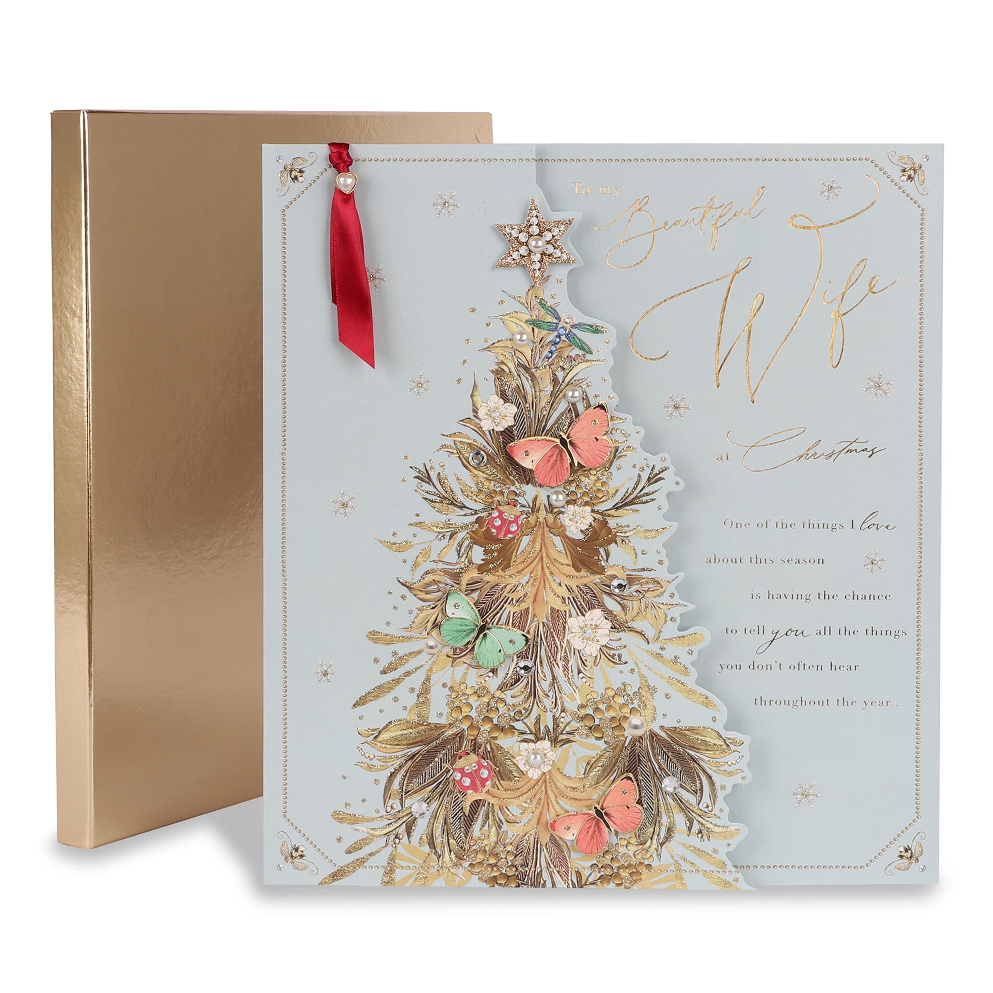 Clintons: Luxury Xmas Card for Wife, Multi-Colour, 351 x 317 x 15 mm, 1182000
