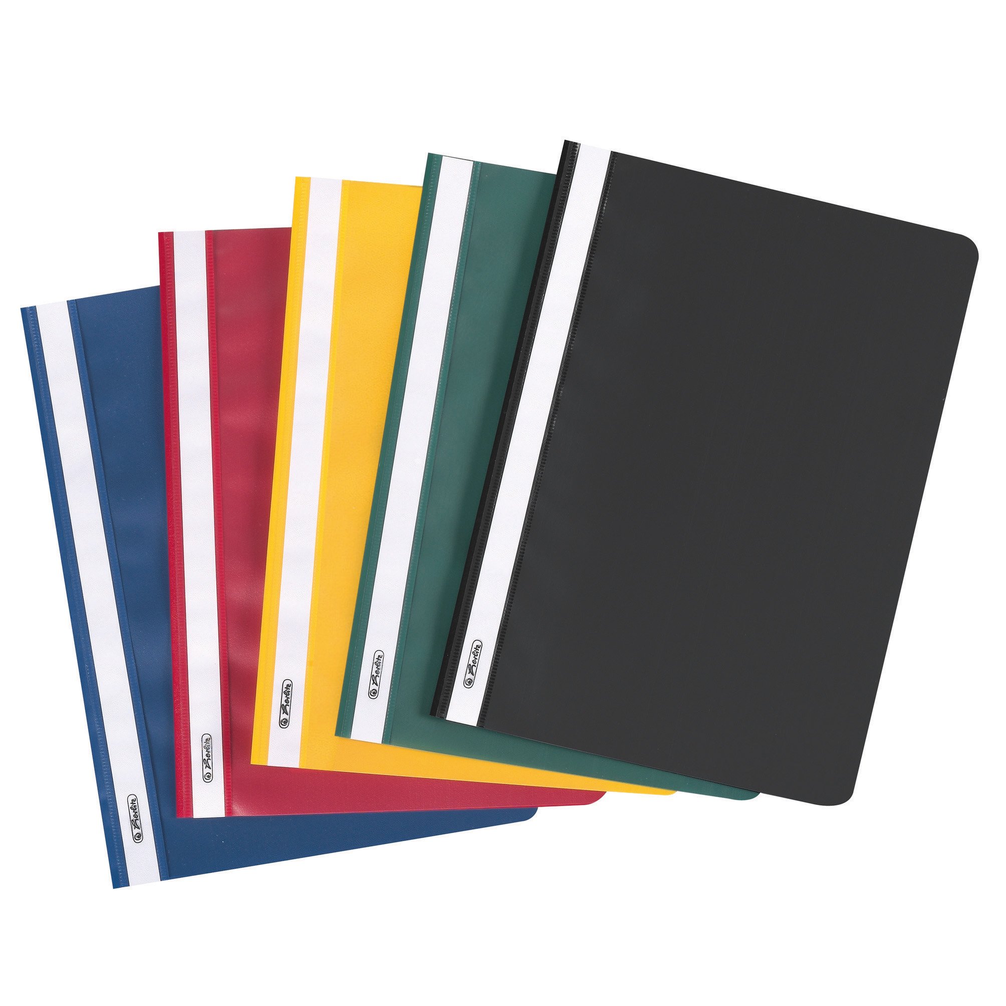 Herlitz 10386951 Spring Folder A4 PP with Transparent Front Cover, 10 Pieces, Purple Assorted Colours