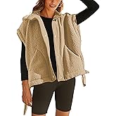 Athlisan Womens Fleece Vest Casual Sleeveless Button Down Sherpa Jacket Outerwear with Pockets