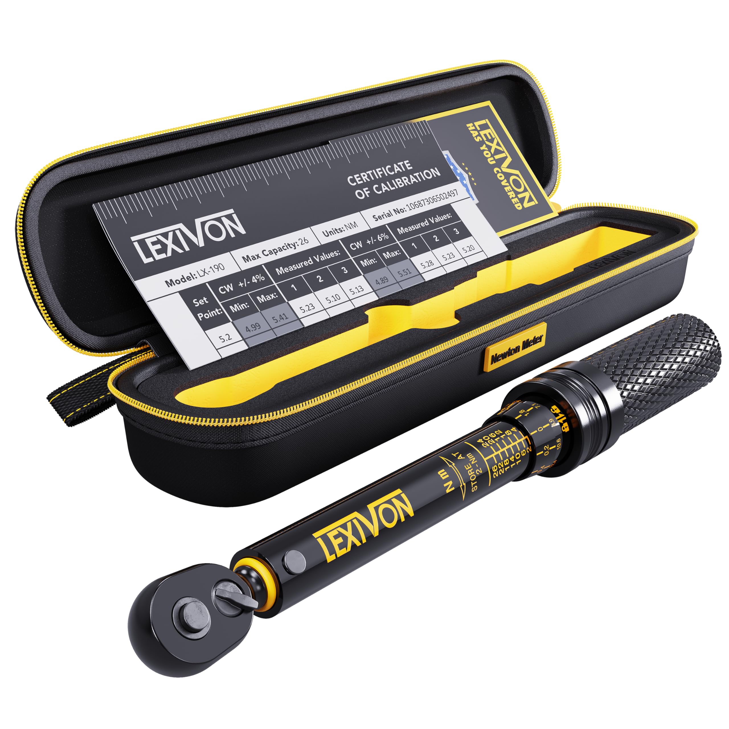 LEXIVON Bike Torque Wrench 1/4 Torque Wrench 2–26 Nm 72-Tooth Click Type for Bicycle Maintenance (LX-190)