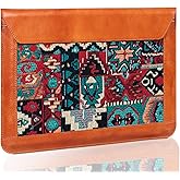 CPNVWA Genuine Leather Laptop Sleeve Compatible with MacBook 16 M4 M3 M2 M1 Pro/Max & MacBook Air 15 M4 M3 M2, 15" - 16" Laptops Protective Cover with Magnetic Closure,Brown-Buckle