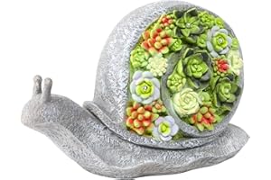 Ovewios Solar Garden Statues Snails Figurine with Succulent and LED Lights - Garden Snails Statues Decorations for Yard, Outside, Patio, Balcony - Gardening Housewarming Birthday Gifts