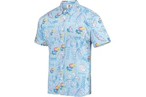 Wes and Willy Mens College Sports Fan Shirt Hawaiian-Vintage Floral Short Sleeve Button Down