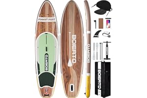 BOIERTO Inflatable Stand Up Paddle Board 10'8“*34"/11'*33" Extra Wide Paddle Boards for Adults, SUP with Premium Accessories & Nylon Backpack, Adjustable Paddle, Hand Pump, Bottom Fin, Leash