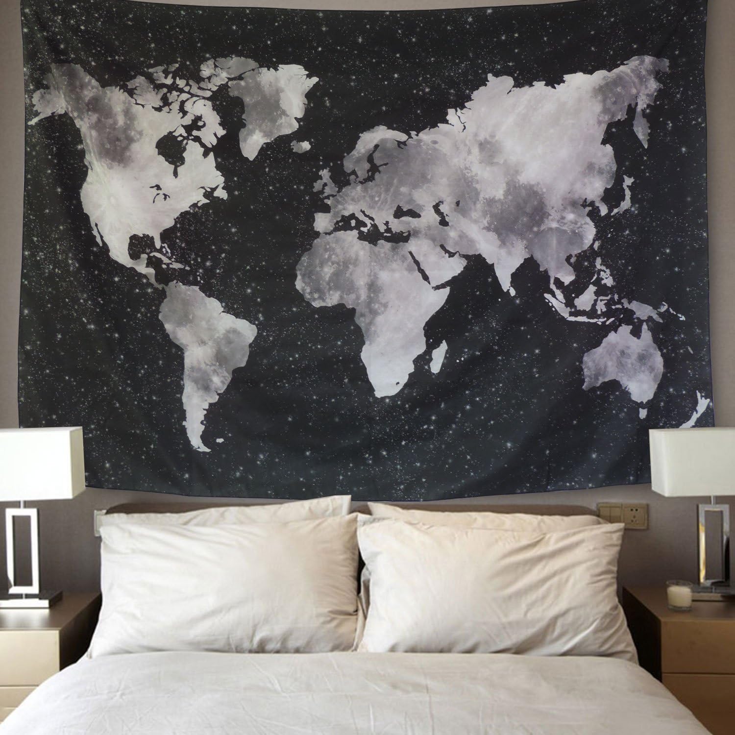 Sunm boutique World Map Tapestry Wall Hanging Black Map Tapestry Watercolor World Map Tapestry Globe Tapestry for Bedroom Living Dorm Room