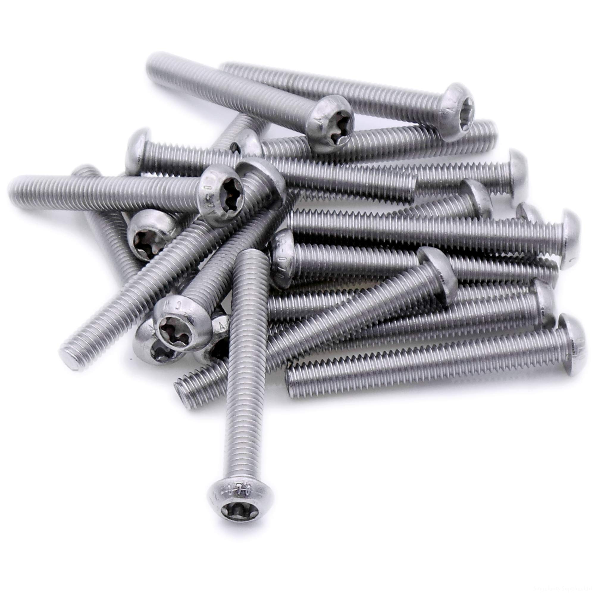 M5 (5mm x 80mm) TX Socket Button Machine Screw (Bolt) - Stainless Steel (A2) (Pack of 10)