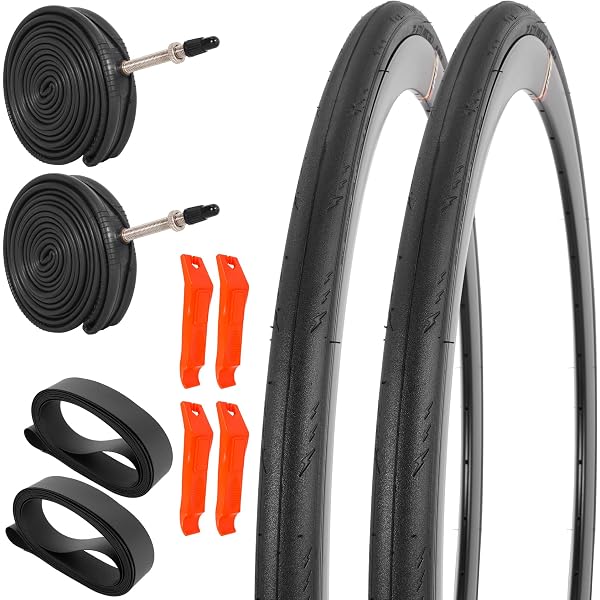 2-PCS 700C Road Bike Tires 700x35C/37-622 And 700C Heavy Duty Bike Tubes Schrader Valve With 2 Rim Strips Compatible With 700x 33C/ 34C/35C/36C/37C (33/37-622) Bike Bicycle Tires And Tubes (Y-757