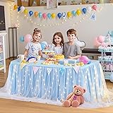 Shillance 14ft Baby Blue Tulle Table Skirt for Baby