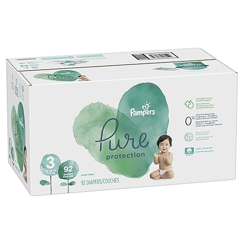 Diapers Size 3, 92 Count Pampers Pure Protection Disposable Baby