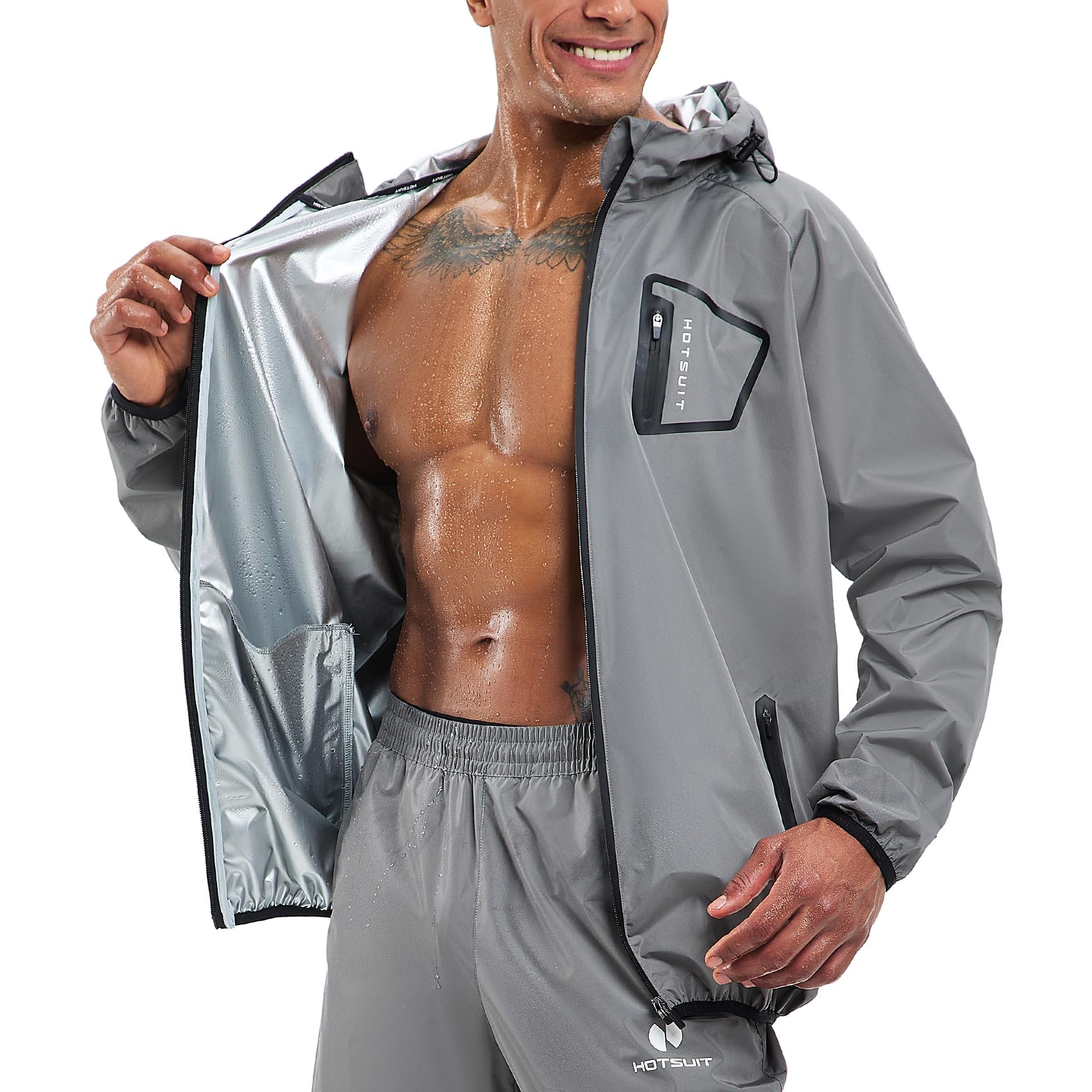 HOTSUIT Sauna Suit Men Non Rip Boxing Sweat Suits Exercise Workout Jacket Pants Image