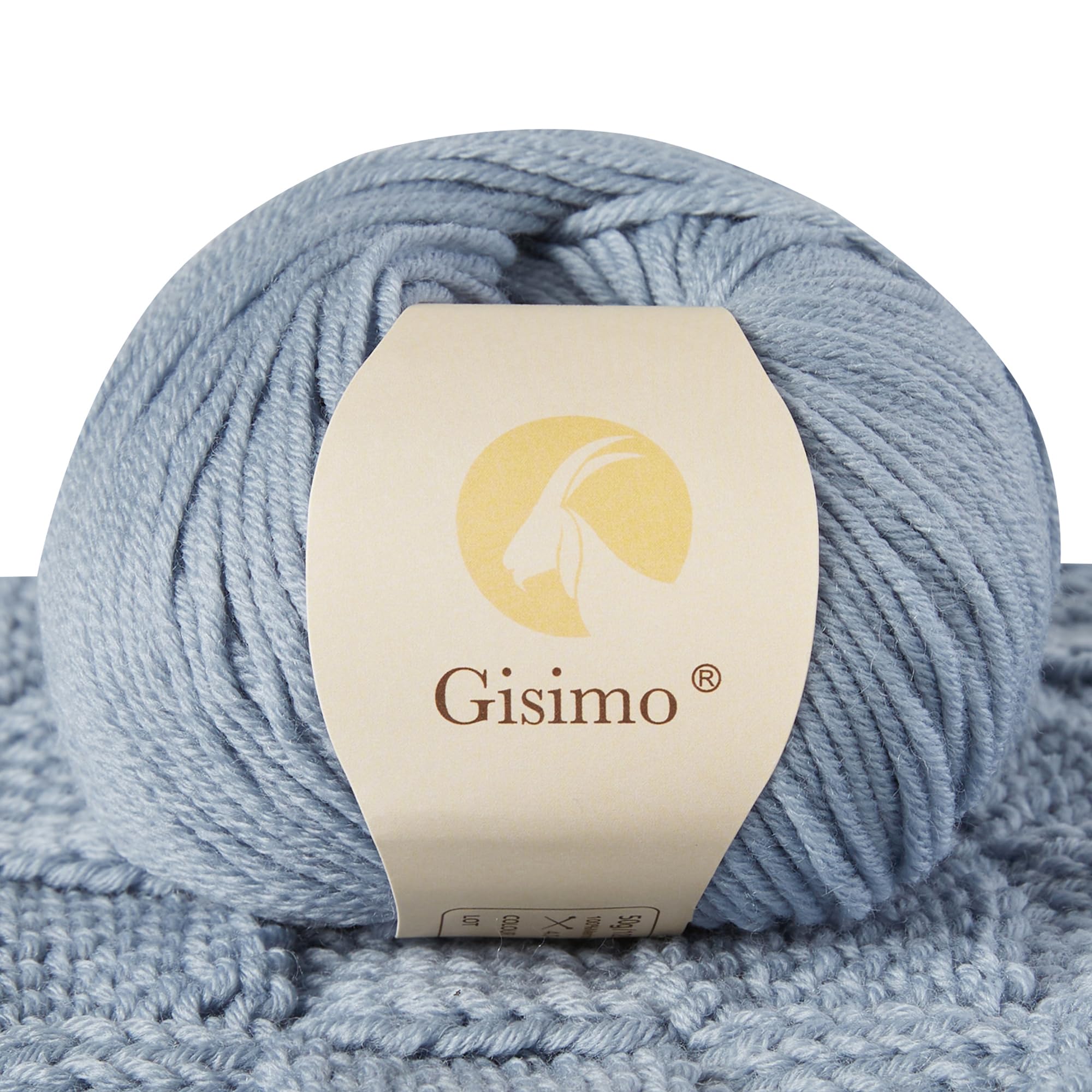 100% Merino Wool Yarn, 6-Ply Luxurious and Soft Yarn for Hand Knitting & Crocheting, 1.76 OZ/50g, 127 yds/116 Meters (Morandi Blue, 1 Ball)